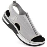 Rieker W RKR686 metallic comfortable slip-on sandals – Obrázok 11