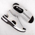 Rieker W RKR686 metallic comfortable slip-on sandals – Obrázok 16