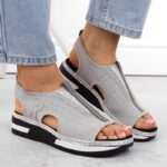 Rieker W RKR686 metallic comfortable slip-on sandals – Obrázok 3
