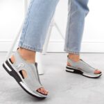 Rieker W RKR686 metallic comfortable slip-on sandals – Obrázok 4