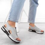 Rieker W RKR686 metallic comfortable slip-on sandals – Obrázok 10