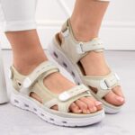 Rieker W RKR691 comfortable velcro sandals beige – Obrázok 4