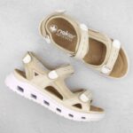 Rieker W RKR691 comfortable velcro sandals beige – Obrázok 8