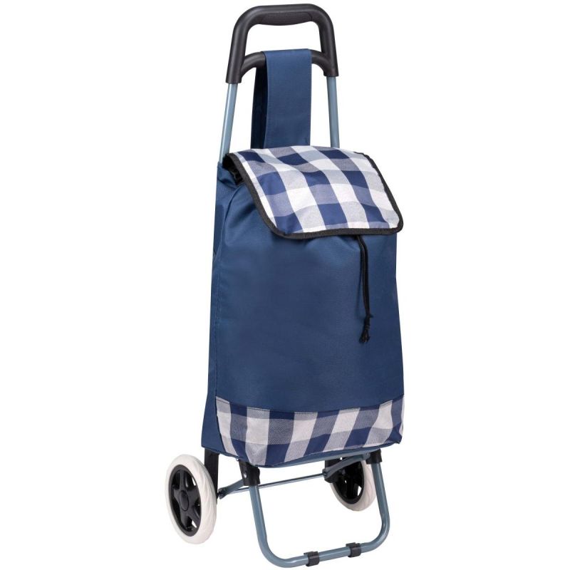 B2B-2009637-0 TROLLEY SHOPPING BAG ON WHEELS WITH FRAME 31L BLUE WHITE – Obrázok 1