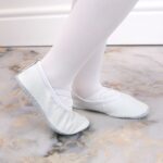 Jr Nazo Leather Dance Ballet Shoes with Elastic Bands White – Obrázok 5