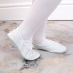 Jr Nazo Leather Dance Ballet Shoes with Elastic Bands White – Obrázok 9