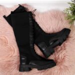 Women's black worker boots with socks Sabatina – Obrázok 2