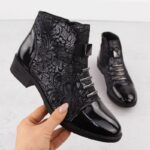 Women's black worker boots with socks Sabatina – Obrázok 3