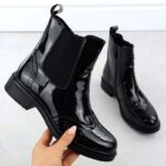 Women's black worker boots with socks Sabatina – Obrázok 24