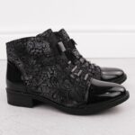 Women's black worker boots with socks Sabatina – Obrázok 4