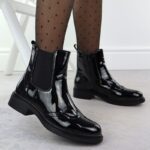 Women's black worker boots with socks Sabatina – Obrázok 32