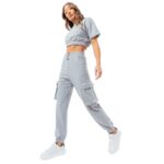 Justhype Sweat Crop T-Shirt-Cargo Joggers Tracksuit W LABON004 – Obrázok 3
