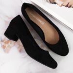 Sergio Leone W SK354C Suede Block Heel Pumps Black – Obrázok 3