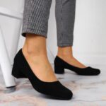 Sergio Leone W SK354C Suede Block Heel Pumps Black – Obrázok 5