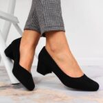 Sergio Leone W SK354C Suede Block Heel Pumps Black – Obrázok 7