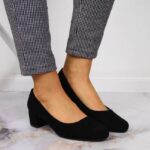 Sergio Leone W SK354C Suede Block Heel Pumps Black – Obrázok 8