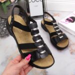 Black leather Roman sandals Rieker W 64580 – Obrázok 4