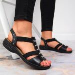 Black leather Roman sandals Rieker W 64580 – Obrázok 5