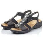 Black leather Roman sandals Rieker W 64580 – Obrázok 9