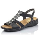 Black leather Roman sandals Rieker W 64580 – Obrázok 10