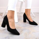 Sergio Leone W SK316A Suede Pumps on the Block Heel in Black – Obrázok 15