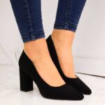 Sergio Leone W SK316A Suede Pumps on the Block Heel in Black – Obrázok 16
