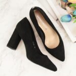 Sergio Leone W SK316A Suede Pumps on the Block Heel in Black – Obrázok 4