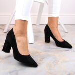 Sergio Leone W SK316A Suede Pumps on the Block Heel in Black – Obrázok 6