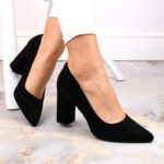 Sergio Leone W SK316A Suede Pumps on the Block Heel in Black – Obrázok 7