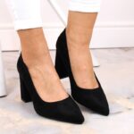 Sergio Leone W SK316A Suede Pumps on the Block Heel in Black – Obrázok 8