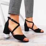 Sergio Leone W SK367A black block heel sandals – Obrázok 6