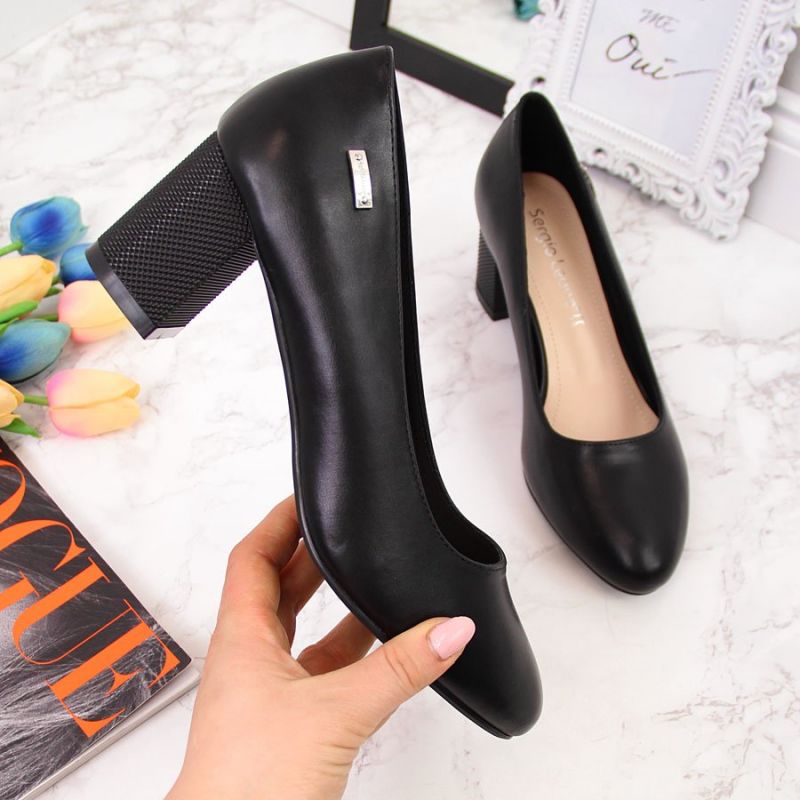 B2B-982062-0 Sergio Leone W SK314A black decorative block heel pumps – Obrázok 1